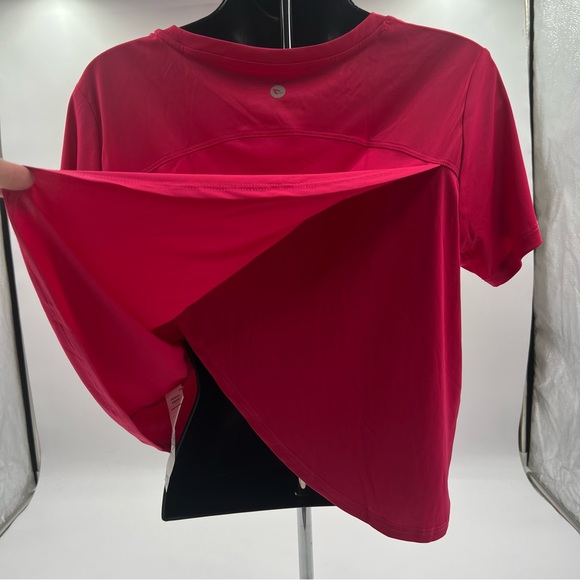 Baleaf pink cropped boxy active shirt bright rose red Size M. Criss cross NWT - Picture 3 of 10